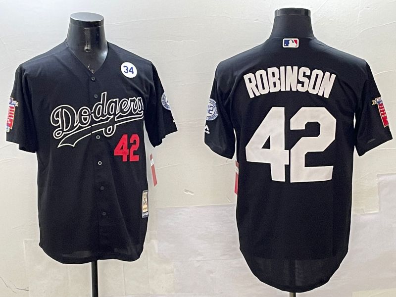 Men Los Angeles Dodgers #42 Robinson Black Throwback 2025 Nike MLB Jersey style 5->los angeles dodgers->MLB Jersey